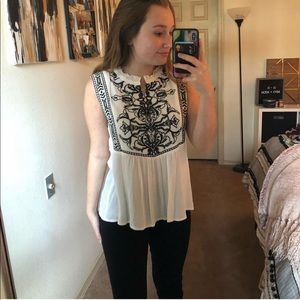 White and Black Blouse